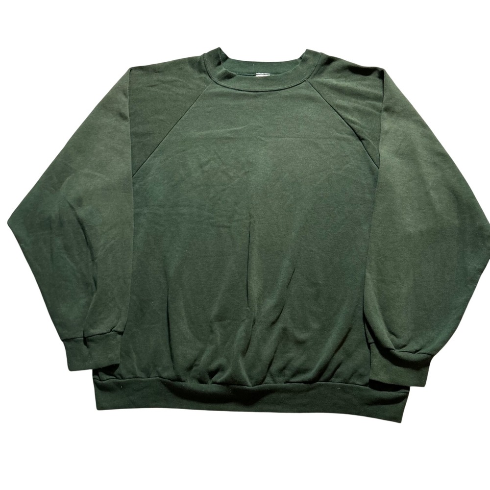 Fruit of the Loom Sweatshirt Mens 2XL Green Vintage Raglan Crewneck USA Made